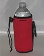 Water Bottle Koozie 2 Pack with Drawstring & Clip, Red