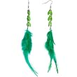 Green Leaf Goddess Feather Earrings