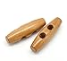 HOUSWEETY 50PCs Wood Sewing Horn Toggle Buttons 2 Holes Cloth Accessories 4cm x 1.2cm