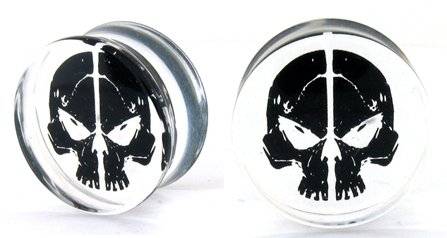 Skull Plug Acrylic 2 gauge sold individually.