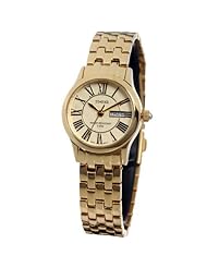 Time100 British Style Roman Numerals Golden Dial Fashion Couple Watch (Ladies)#W50037L.01A
