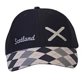 Mens Scotland Flag Embroidered Argyle Design Baseball Cap