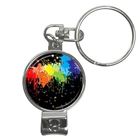 Key Chain Nail Clippers of Gay Pride Flag Paint Splat