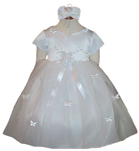 New White Butterfly Tulle Dress & Headband 12M kid 5139