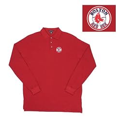 Boston Red Sox MLB "Classic Pique Long Sleeve" Polo Shirt (Dark Red)