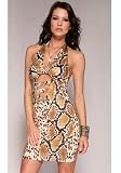 Halter Neck Reptile Print Dress With Center Cutout Feature