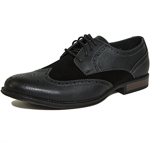 Alpine Swiss Zurich Mens Wing Tip Oxfords TwoTone Brogue Medallion Black 11 M US