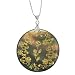 1.5" 18K Gold Inlay In 45mm Flower Mother Of Pearl Circular Pendant 18" Chain
