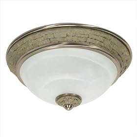Buy 2 CFL Flush Mount Ceiling Fixture - Brushed Nickel Alabaster Swirl Glass - Energy... by Nuvo now!