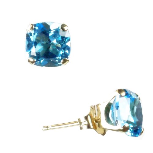 Cushion Cut Blue Topaz Earrings