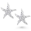 Bling Jewelry Designer Inspired Pave Diamond CZ Starfish Stud Earrings