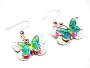 Gorgeous Double Pink & Blue Butterfly Dangle Earrings with Crystals
