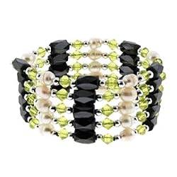 Magnetic Wrap Necklace/Bracelet - Light Green Beads - 36'' in Length