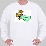 Sweatshirt with birthday, cat, cake Small White