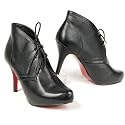 Damen High Heels Pumps, rote Sohle, Ankle Boots, Plateau, schwarz