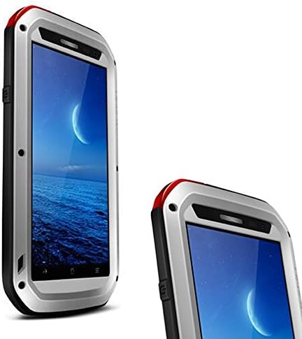 ForOPPO Find7 Weatherproof Hard Shell Aluminum Metal Case with Gorilla Glass Dustproof Shockproof Dirtproof Protective Cover for OPPO FIND 7 X9077/X9007 -Ip65 Rated Waterproof Rugged Case - Black (Silver)