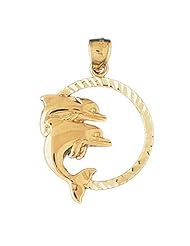 Dazzlers Solid 14 karats gold Dolphins Charm Pendant Available in three colors from jewelsberry (weights: 3.5 grams only)