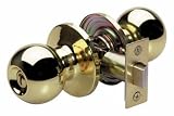 Master Lock BAO0303 Ball Knob Privacy Door Hardware with SilvaBond Antimicrobial Protected Finish, Polished Brass