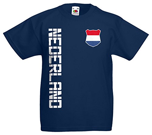 Niederlande Nederland Kinder EM 2016 T-Shirt Trikot Name Nummer (Navyblau, 164)