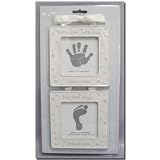Baby's First Handprint and Footprint Blue Ceramic Frames