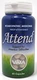 VAXA Homeopathic Medicinal Attend, Support for Attention Difficulties, Capsules, 60-Count Bottle