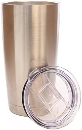 Stainless Steel Tumbler Slider Lid - Fits Yeti Rambler Tumblers - SplashProof Retractable Slip Hole - Spill Resistant Traveling Thermos - Leak Free & Straw-Friendly - 20 Ounce & 10 Oz. Lowball Lids