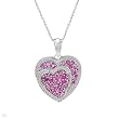Heart Necklace With 2.42ctw Precious Stones - Genuine Rubies and Topazes Made in 925 Sterling silver. Total item weight 5.3g Length 18in