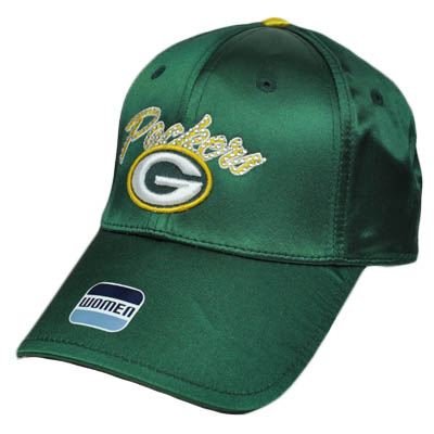 NFL Green Bay Packers Green Yellow Satin Rhinestones Gems Womens Ladies Hat Cap