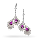 Bling Jewelry Pave CZ Ruby Color Peacock Drop Earrings