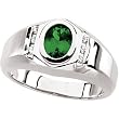 14K White Gold Man's Chrome Tourmaline and Diamond Ring