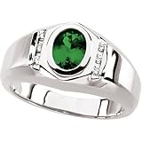 14K White Gold Man's Chrome Tourmaline and Diamond Ring