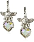 The Vatican Library Collection® Angel Crystal Heart Earrings