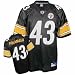 Troy Polamalu Jersey: Reebok Black Replica #43 Pittsburgh Steelers Jersey - Large