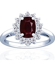 Platinum Cushion Cut Ruby Ring With Sidestones
