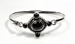 Silver Stone Bangle Bracelet, Size: 24mm