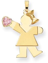 14k Girl with CZ October Birthstone Charm