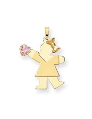 14k Yellow Gold Girl with CZ October Birthstone Charm