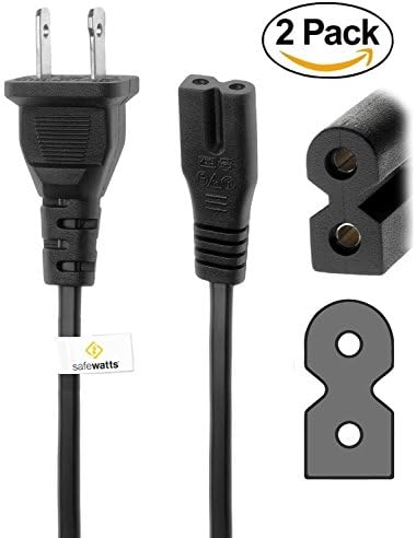 SAFEWATTS (2 Pack) Polarized Power Cord for Bose CineMate 15, SoundTouch 520 Home Theater Speaker System, Companion 3, 5 Multimedia Speaker System, SoundTouch SA-5 amplifier, 6-feet.