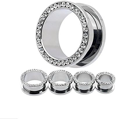 Global Trading01 4-16mm Punk Rhinestone Crystal Screw Tunnels Ear Expander Stretcher Plugs Piercing Gauge (6MM)