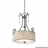 Quoizel KD2816MM Kendra 2-Light Chandelier with Oyster Mica Shades, Mottled Silver
