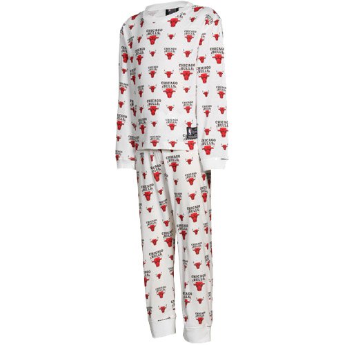Chicago Bulls All Over Team Logo Youth Pajama Set - White (4)