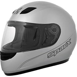 SparX Metallic S-07 Sports Bike Racing Motorcycle Helmet - Silver