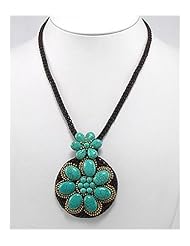 Flower Brass Semi GemStone Beads Necklace