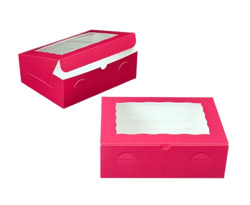 Dress My Cupcake Window Cupcake Box with Lid and Holder for 6 Jumbo Cupcakes, Pink/White, Set of 100