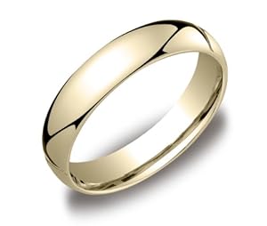 Men's 14k Yellow Gold Comfort-Fit Plain Wedding Band (5 mm), Size 9.5