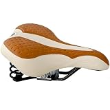 SELLE VILLE DE VÈLO FEMME HOMME CUIR VTT VINTAGE RETRO LOOK - SUSPENSION CONFORT - pour Vélos 26 - 28 pouces - KOSMOS brun clair (braun) - Made in Italy