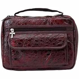 Embassy Alligator Embossed Burgundy Genuine Leather Bible Cover