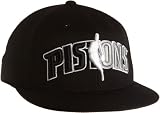 NBA Men's Detroit Pistons Flat Brim Flex Hat - Tx88Z, Small/Medium , Black