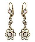 Michal Negrin Dangle Flower Earrings with White Swarovski Crystals