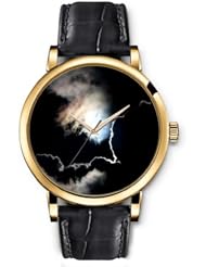 SPRAWL Aanalog Fashion Series Gold Ladies Watches of Genuine Black Leather Strap,Unique Wrist Watch for Women Girls Designed with dark sky
